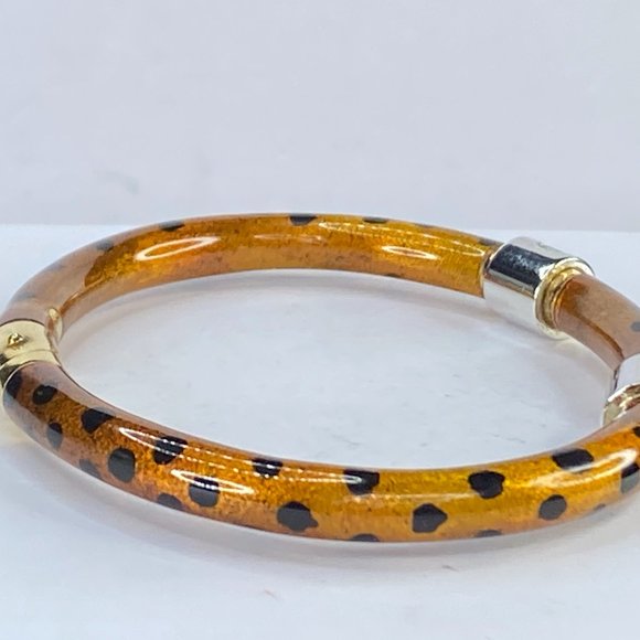 SOHO 0.32ct Diamond & Leopard Enamel bangle-18K yellow gold Italy 17.5g JR7645 - Picture 5 of 8